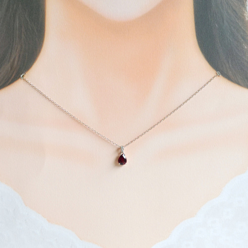 紅いしずく ロードライトガーネット リング ネックレス セット 1