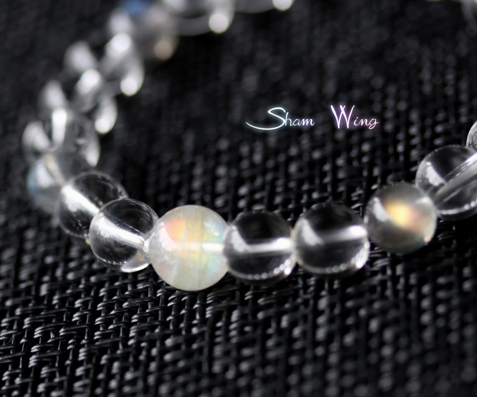 高品質レインボームーンストーン＆レインボーラブラドライト ブレスレット✿天然石