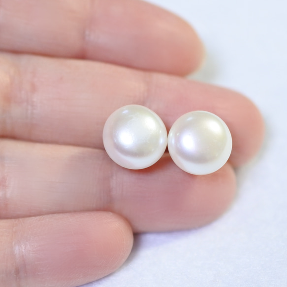 (1 件) 單隻淡水珍珠耳環（特大11mm，鈦柱） 第4張的照片