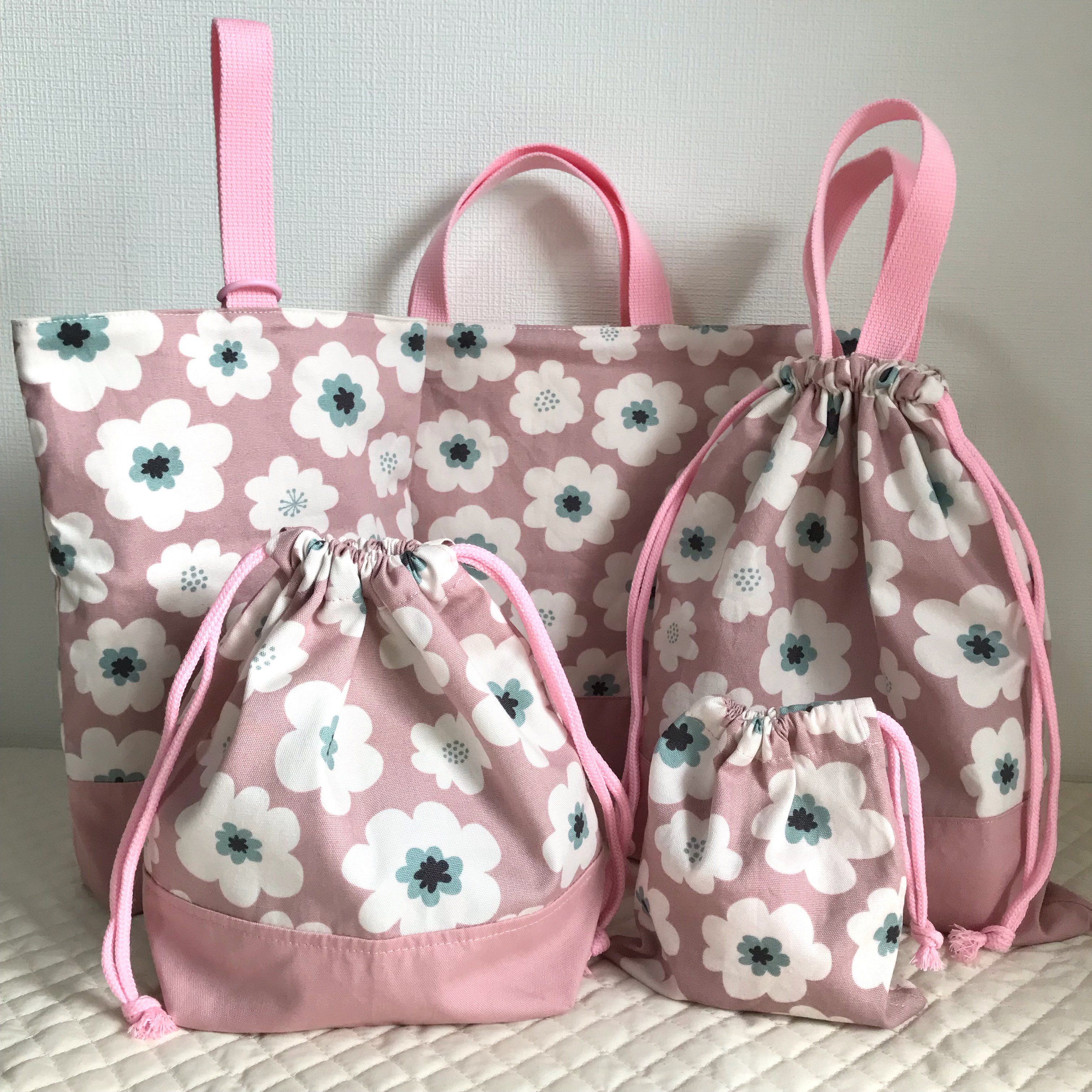 入園入学5点セット　北欧　フラワー　くすみピンク　女の子