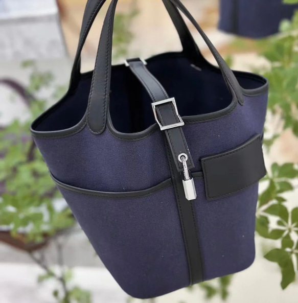 1点限り！キューブバッグ ネイビー トートバッグ lasena's shop