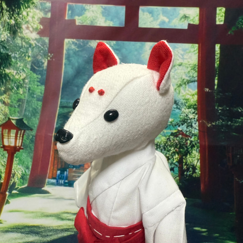山犬巫女 和風 神社 眷属 ぬいぐるみ ぬいぐるみ ごゆるり工房 通販