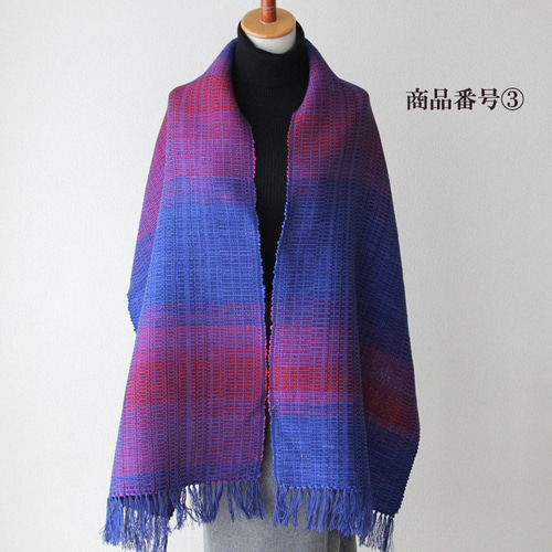 ☆手織り大判ストール30％OFFセール☆ ブルーマゼンタ 羽織り/和装 