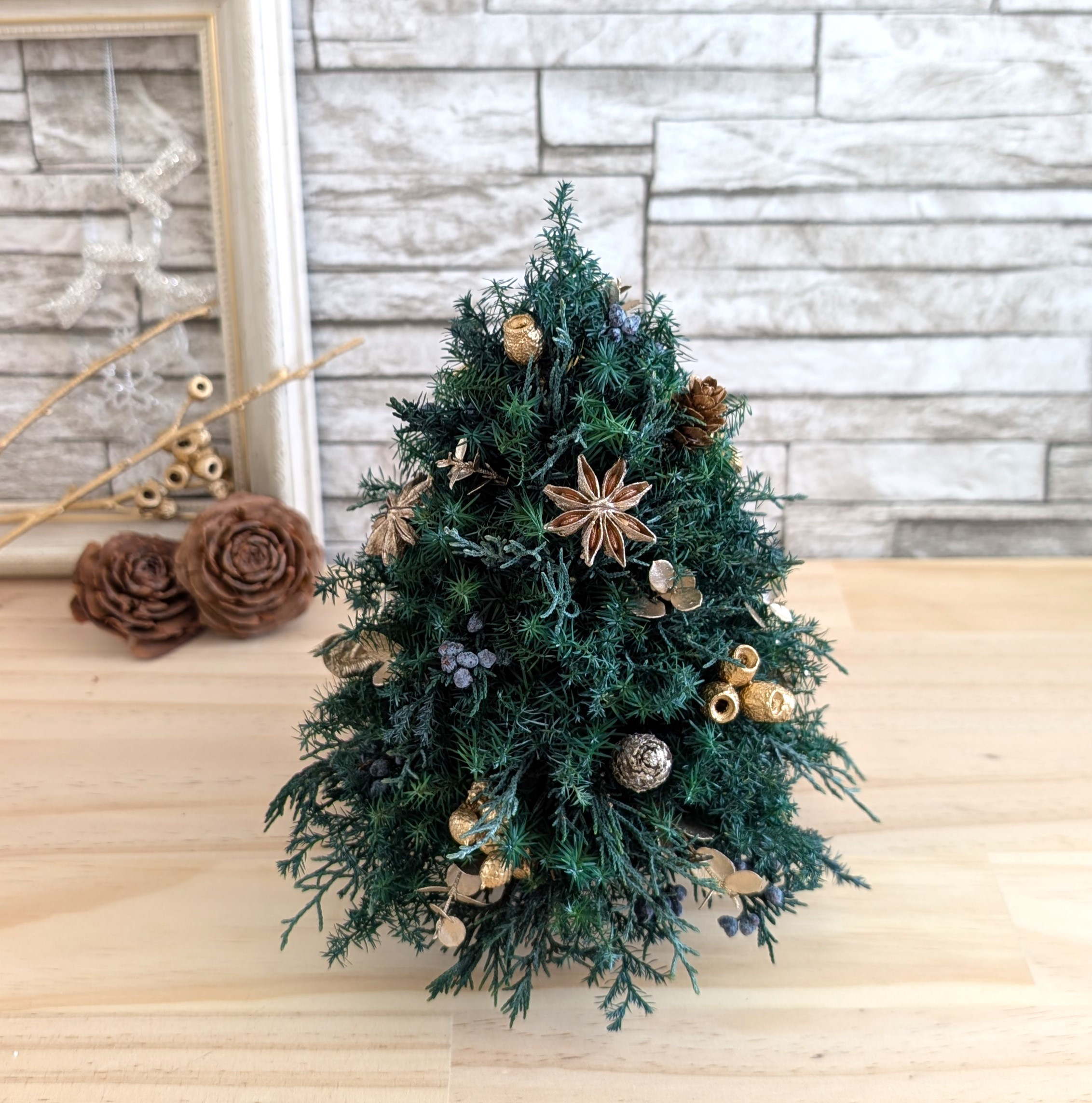 Creema限定・2024プラチナ＆ゴールドのXmasツリー】実物とプリザーブド