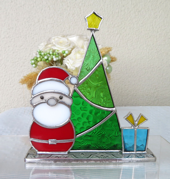 ステンドグラス クリスマス ツリー サンタクロース その他インテリア