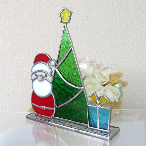 ステンドグラス クリスマス ツリー サンタクロース その他インテリア