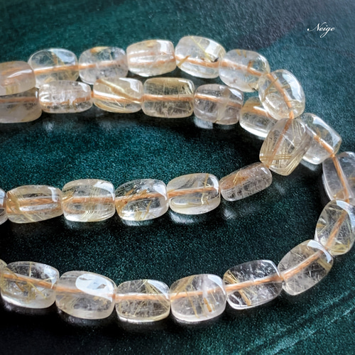 ルチルクォーツAA++ レクタングル7×5mm 4粒 天然石パーツ販売 天然石