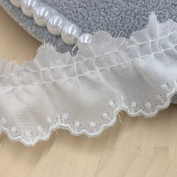 チュールレース♡オーダーページ 日本製】シアーチュールレース お花 オフ白 約150mm巾【1m単位販売