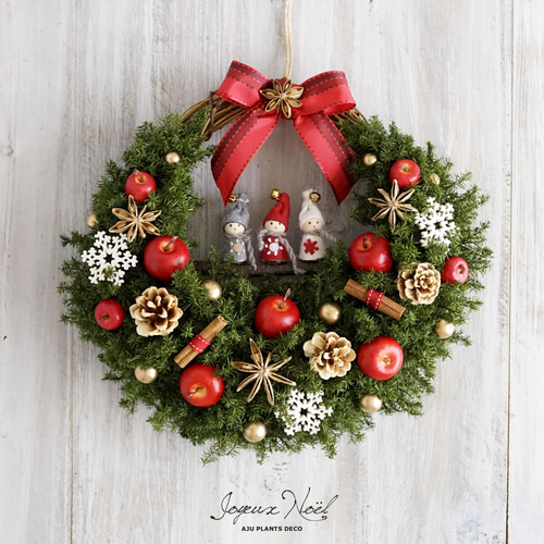 クリスマス・リース（17）～ 聖夜の小さなコーラス隊 ～ 28X26cm