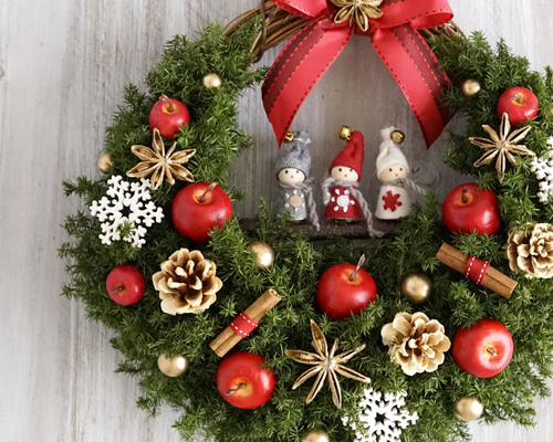 クリスマス・リース（17）～ 聖夜の小さなコーラス隊 ～ 28X26cm