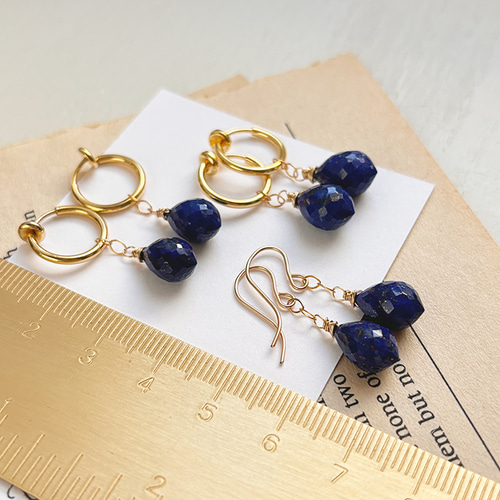 ≪12月誕生石≫ラピスラズリの揺れるピアス 14kgf イヤリング ピアス
