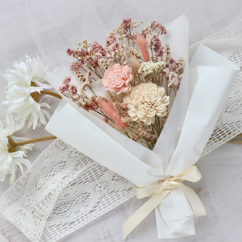 New!】華やか！ピンク系ドライフラワーブーケ ギフト 前撮り ブーケ