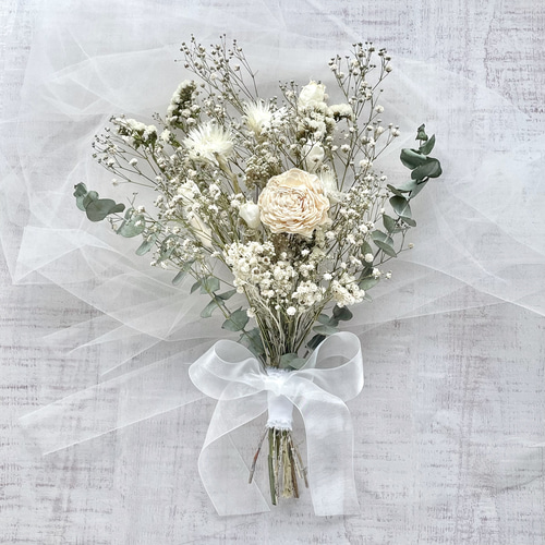 New！】白グリーンブーケ ウェディングブーケ 前撮り ブーケ fuu 通販