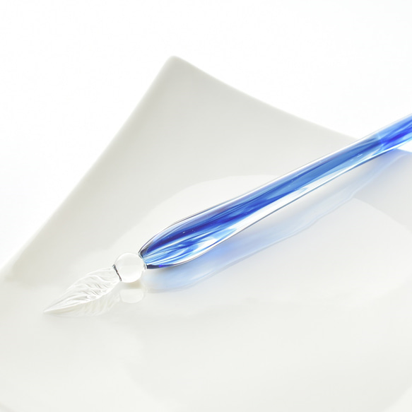 インクブルーのガラスペン ペン・筆記用具 硝子工房きつねらんぷ 通販