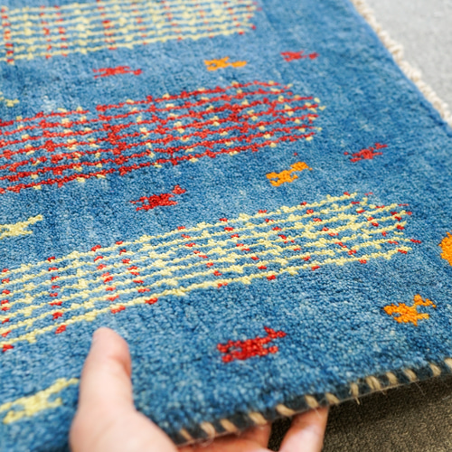 79×52cm 【ペルシャ絨毯 手織りギャッベ】アマレ族ギャッベ