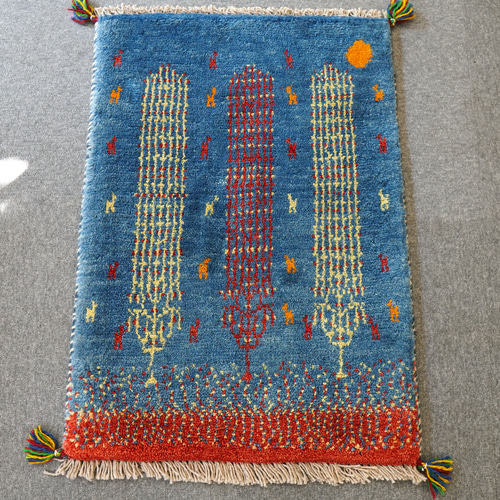三連休SALE　139×70cm　ギャッベ　ペルシャ絨毯　手織り 75×54cm 【ペルシャ絨毯 手織りギャッベ】アマレ族ギャッベ ギャベ