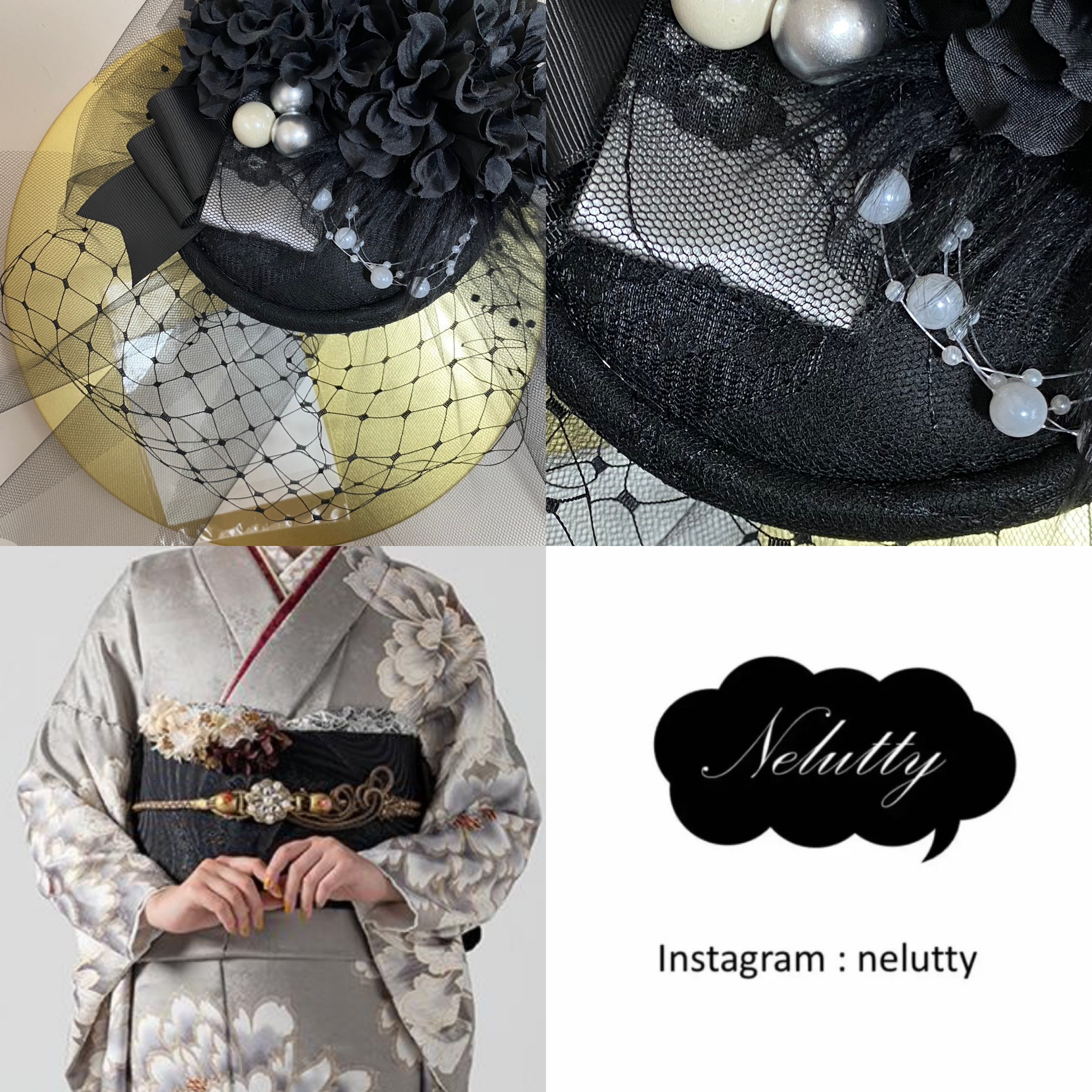 トークハット　トーク帽　カクテルハット　ヘッドドレス　J　１黒レース