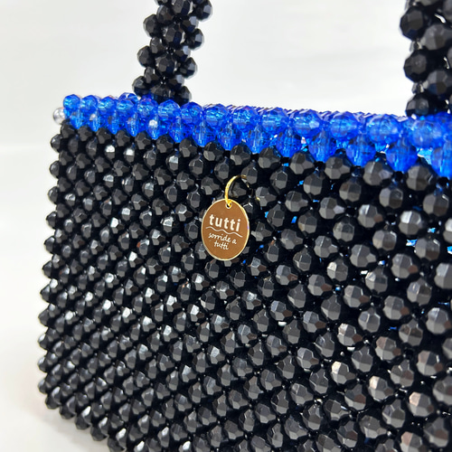 ショルダーバッグ square Blue ビーズバッグ ショルダーバッグ