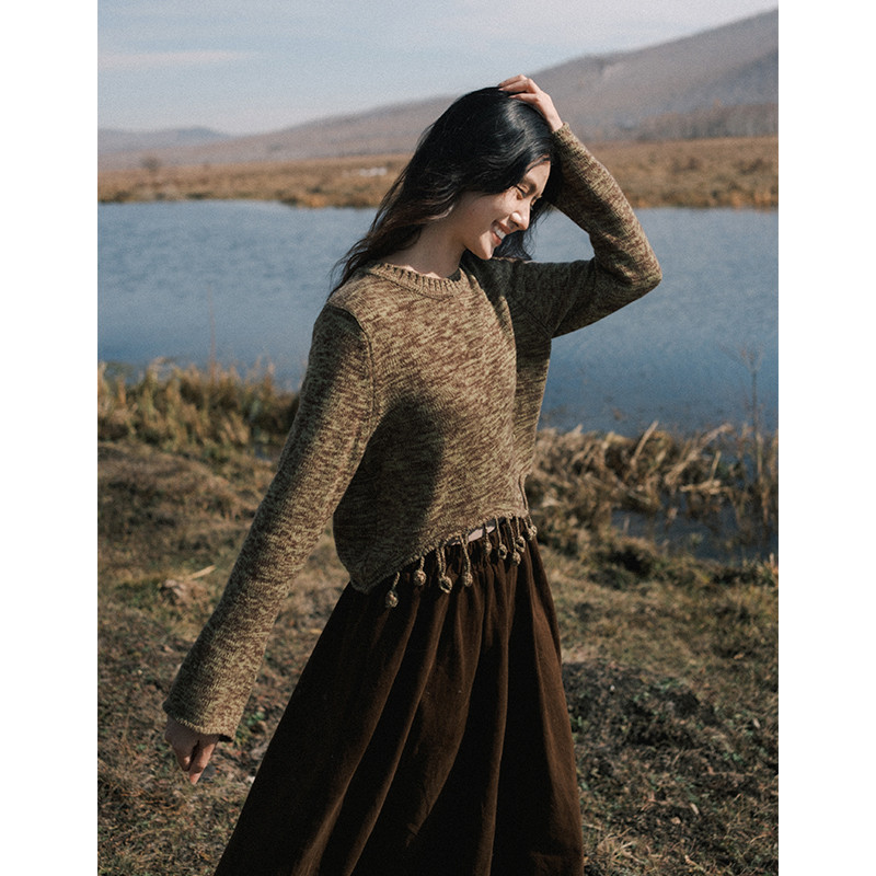 2024秋冬、短いニット、セーター、上着、レディース