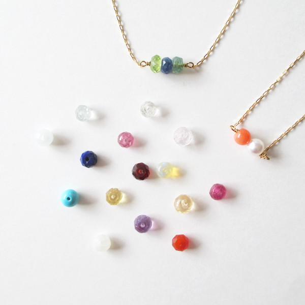 【選べる誕生石ネックレス】【K18】【K10】【受注制作】誕生石2粒、3粒、4粒・・・ネックレス　(pdn-0042)