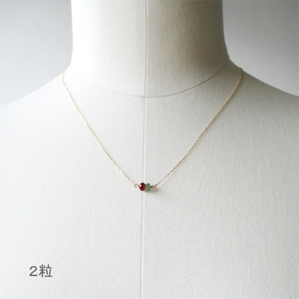 【選べる誕生石ネックレス】【K18】【K10】【受注制作】誕生石2粒、3粒、4粒・・・ネックレス　(pdn-0042)