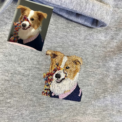 ペットの写真から作るスウェット　猫犬　オーダー　男女　クルートレーナー　パーカー　クラシック　うちの子刺繍入りフーディー 5枚目の画像