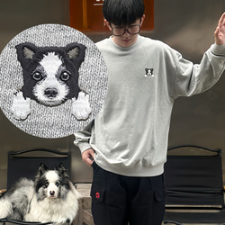 ペットの写真から作るスウェット　猫犬　オーダー　男女　クルートレーナー　パーカー　クラシック　うちの子刺繍入りフーディー 2枚目の画像