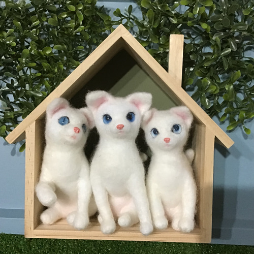 ブルーアイ白猫三兄弟❣️ 羊毛フェルト コーギー大好きママ 通販 