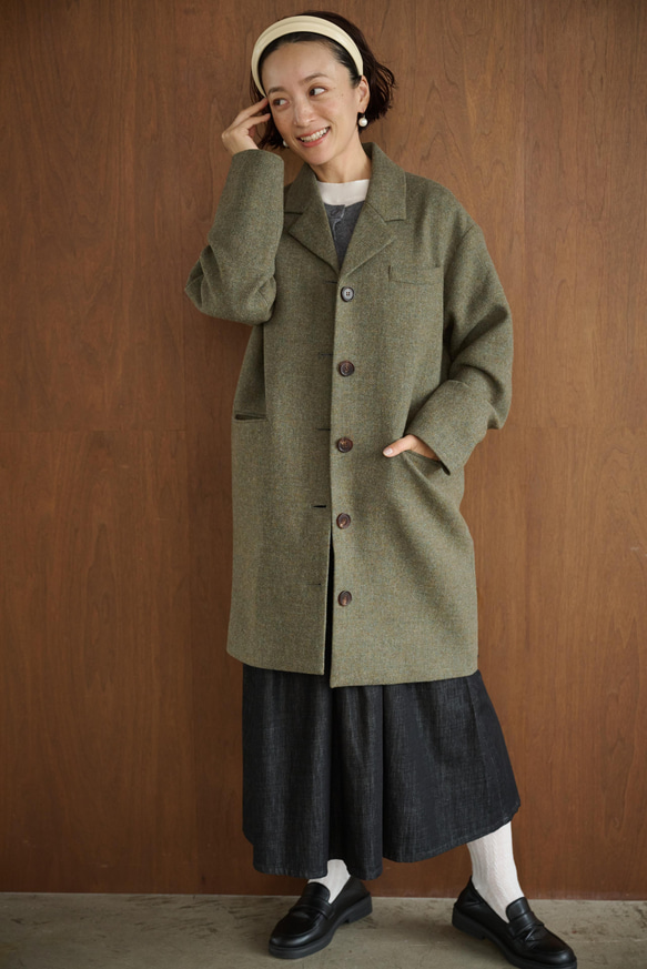 大人が着たいお洒落なウールコート　ミドル丈コート　　191205-13 5枚目の画像