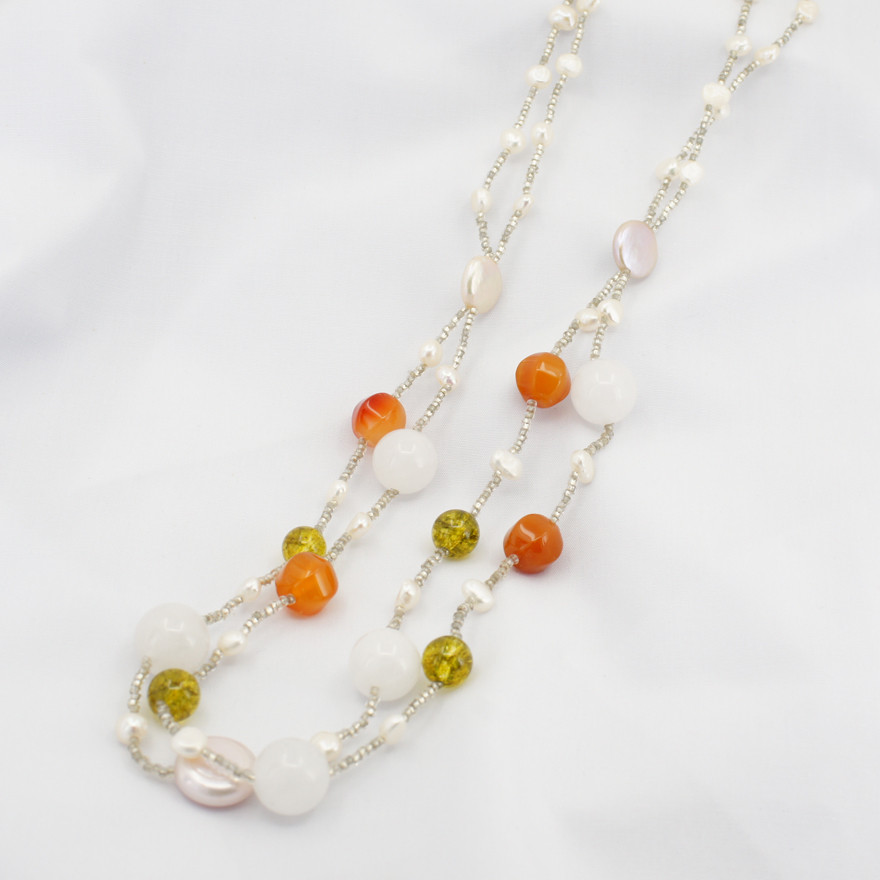 天然石×淡水パール　ペンダント　着けやすい磁石タイプ　ギフト