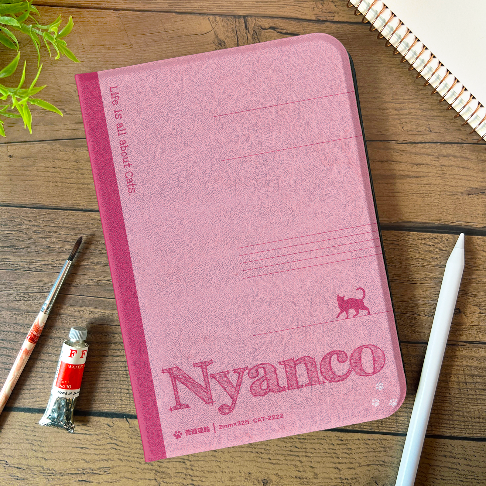 にゃんこ大学ノートのiPadケース（ピンク） 猫 黒猫 可愛い メンズ ipadケース タブレットケース