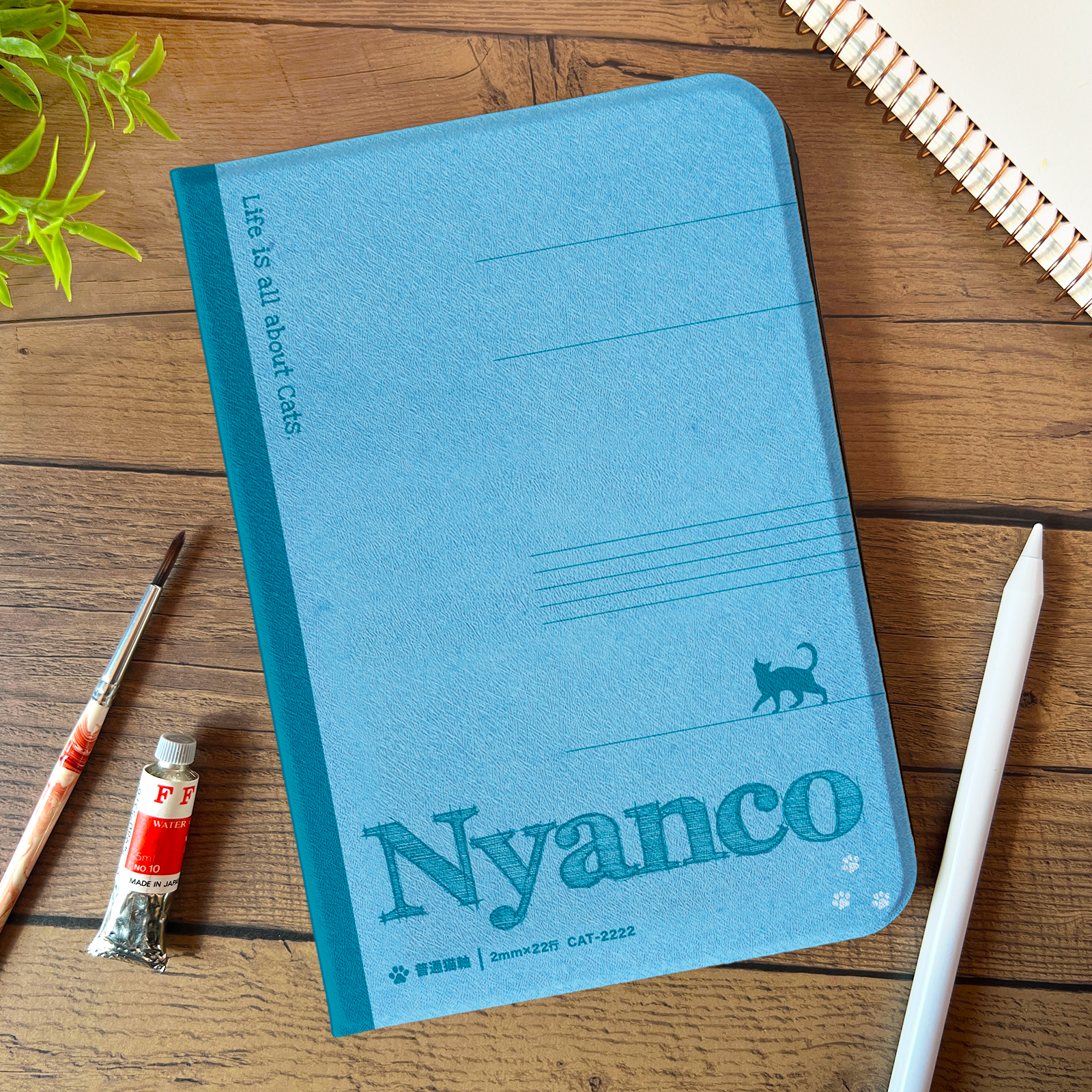 にゃんこ大学ノートのiPadケース（ブルー） 猫 黒猫 カバー メンズ ipadケース タブレットケース