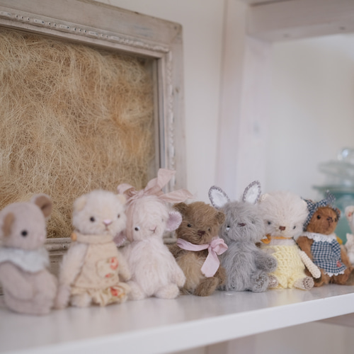 ハンドメイド 作家 ひつじ テディベア ぬいぐるみ チェックのスカーフ羊のぬいぐるみ ドールのお友達 ひつじのぬいぐるみ