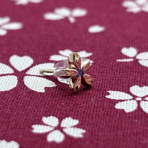 K10 さくら ピアス アメジスト/片耳用/セカンドピアス つけっ