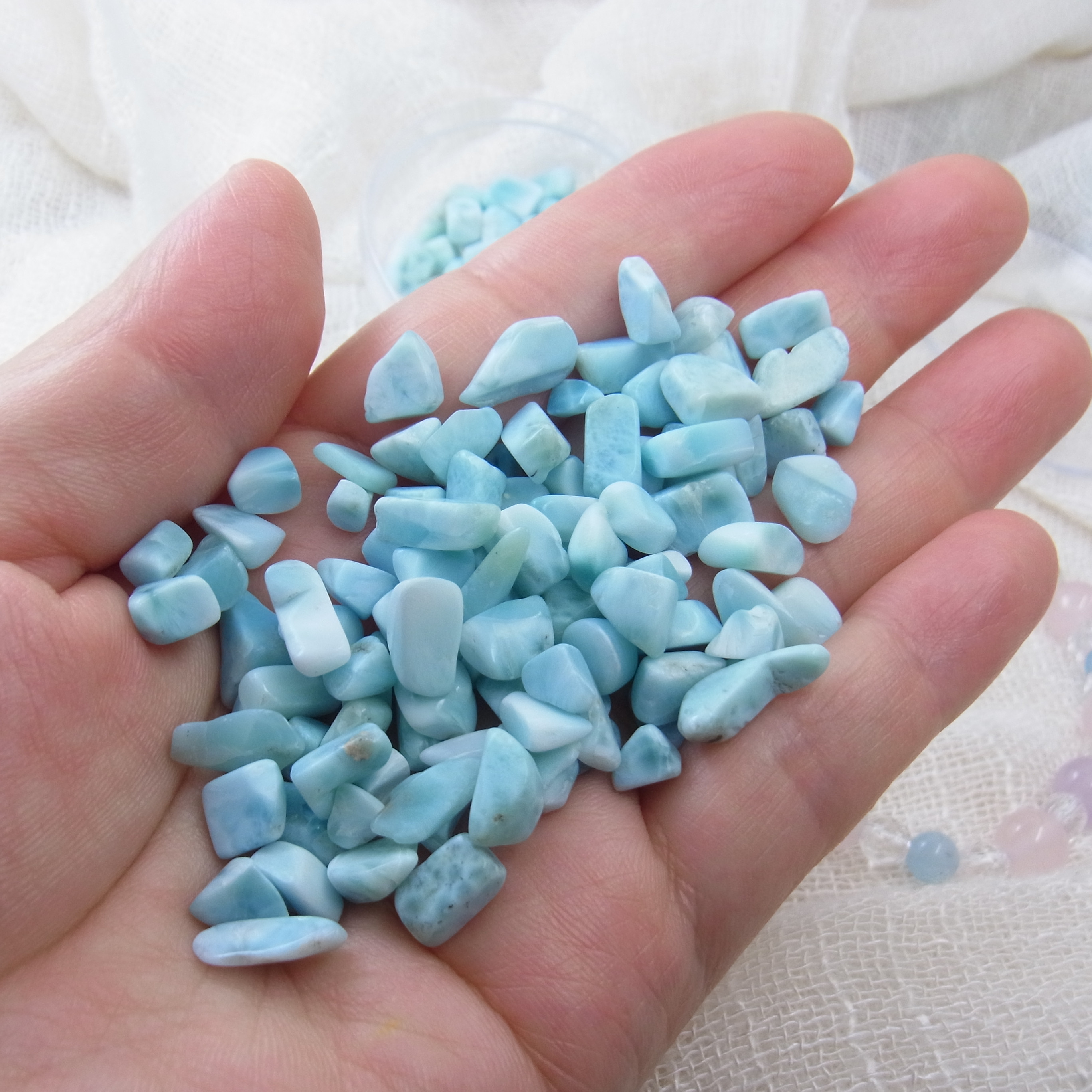 希少石】高品質 ラリマー さざれ石 浄化用75g お守り 天然もの