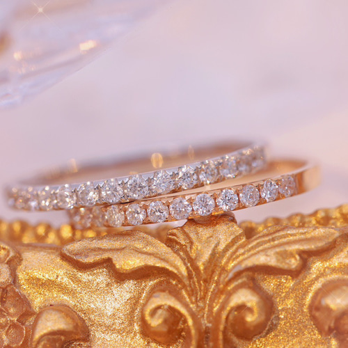 天然ダイヤモンドハーフエタニティリングk18 指輪・リング パール