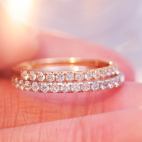 天然ダイヤモンドハーフエタニティリングk18 指輪・リング パール