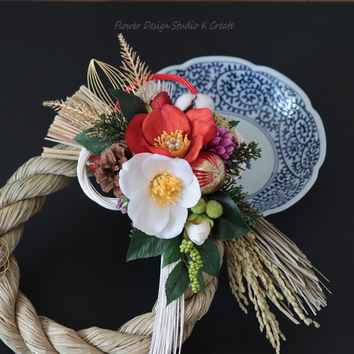 早割お正月2025】2025年☆紅白の椿と水引のお正月飾り 特大サイズ