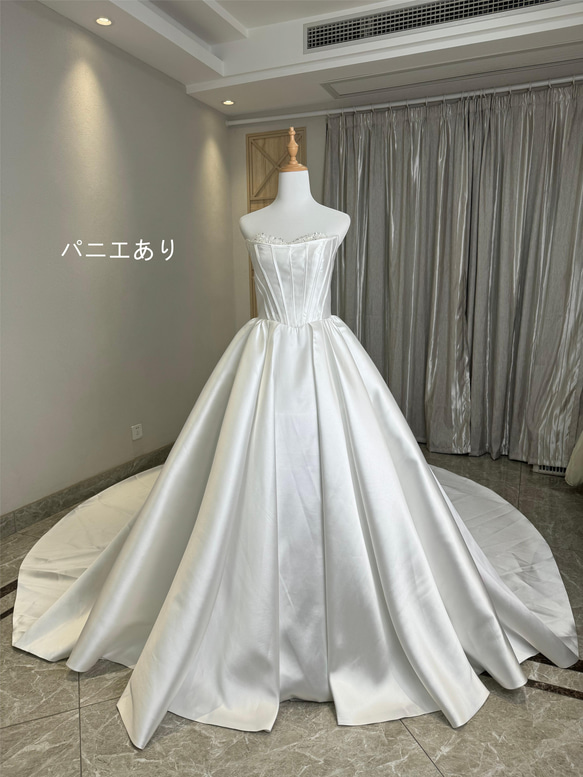 高品質保証！憧れのドレス チューブトップ たっぷりパール 純白