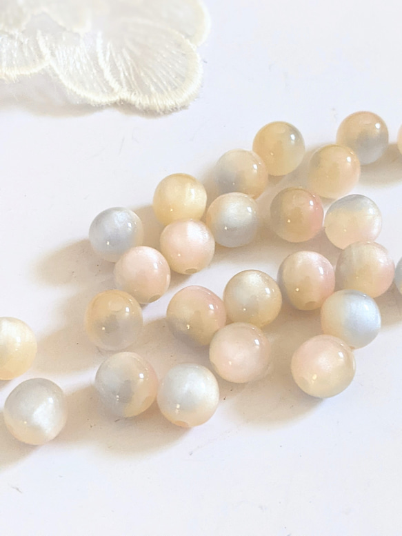 グラデーション ビーズ ピーチ 8㍉ 20個 パーツ 5枚目の画像