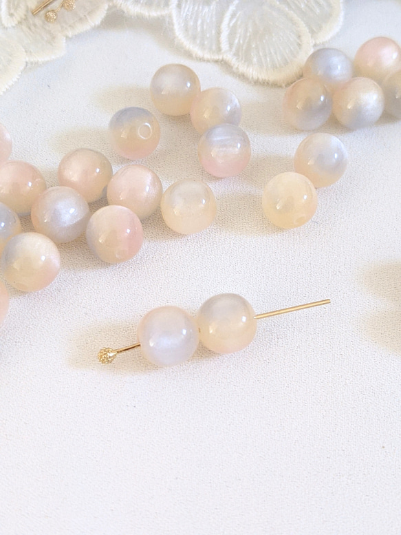 グラデーション ビーズ ピーチ 8㍉ 20個 パーツ 3枚目の画像