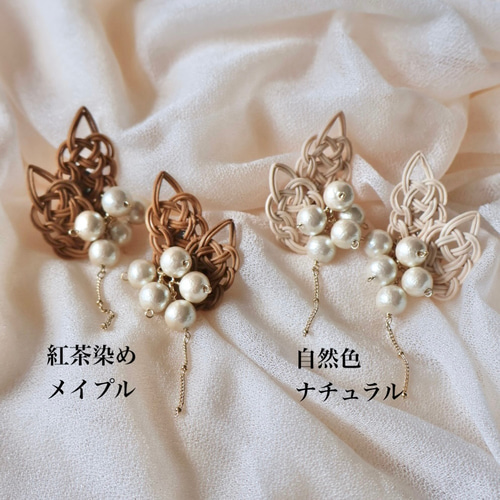 rattan w leaf pierce&earring〜ラタンダブルリーフピアス&イヤリング