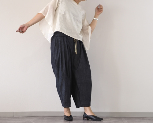 代引き手数料無料 デニムのサーカスパンツ/2size ロングパンツ 通販 isica パンツ