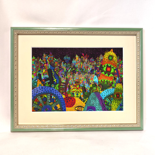絵画・額縁・版画・上砂理佳・光の中へ・ピグメントプリント版画・美術品 上砂理佳 ギャラリーにつどう人々 銅板 版画 美術品 絵画 送料無料
