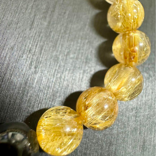 ギラギラ 超高品質 ルチル✖️オニキスブレス 天然石 ブレスレット  