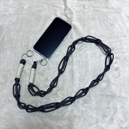 肩に優しい幅広パラコード編み✨スマホショルダー₊✼୭*スマホ