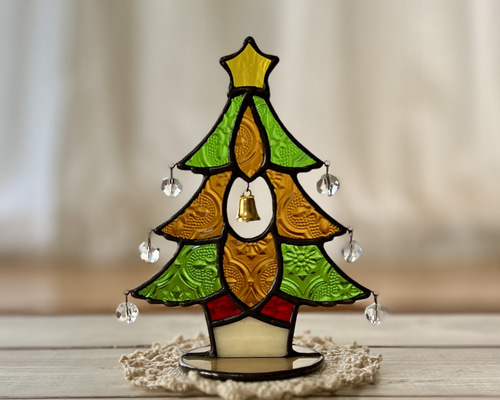 ステンドグラスのクリスマスミニツリー c887507026bd37748114be4469447b
