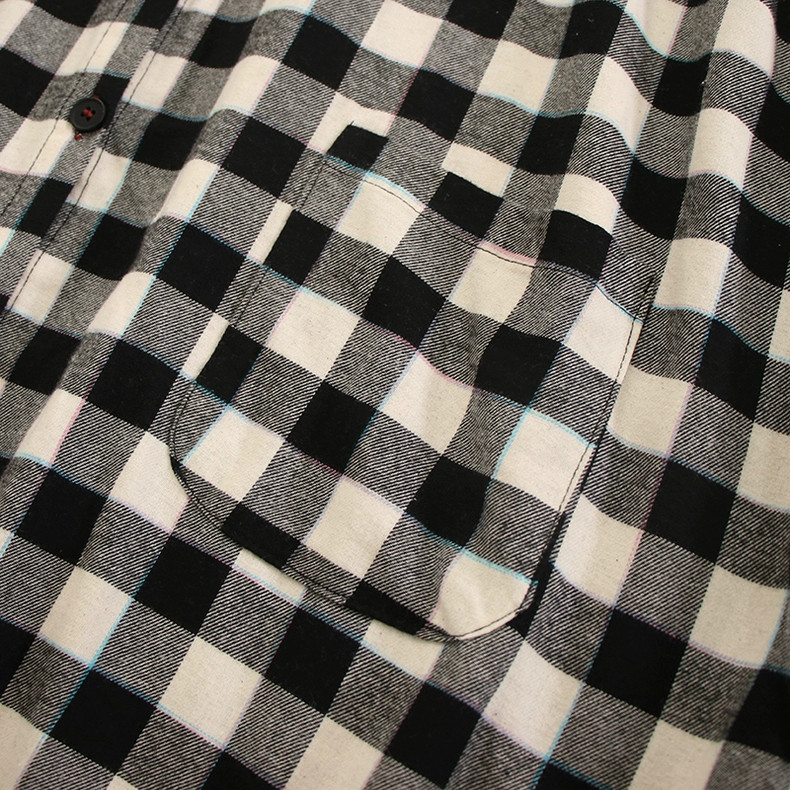 【長袖シャツワンピース★丸ネック】穏やかな２カラーチェック柄│ボタン│Aライン│カジュアルな森ガール風│O-74LB