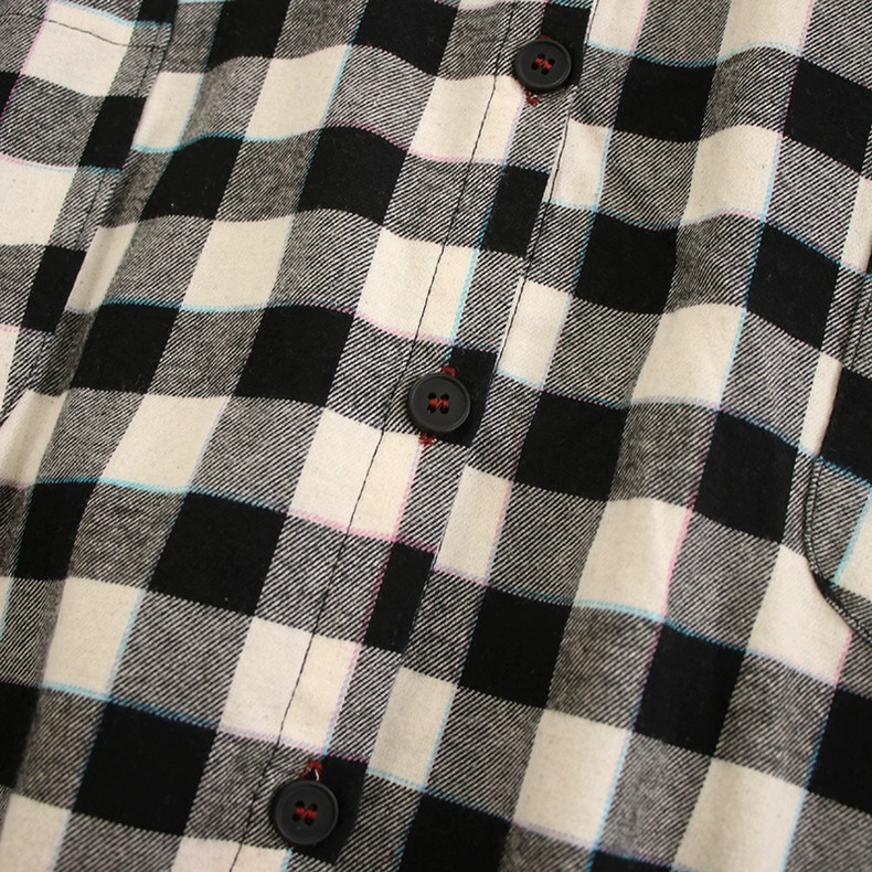 【長袖シャツワンピース★丸ネック】穏やかな２カラーチェック柄│ボタン│Aライン│カジュアルな森ガール風│O-74LB