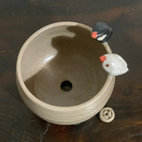 2609 中国骨董　花鳥文　鉢　植木鉢　時代物 2609 中国骨董 花鳥文 鉢 植木鉢 時代物